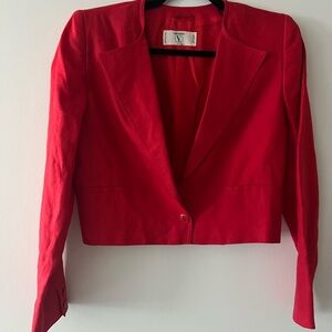 Vintage! Valentino Linen Red Women's Suit Jacket 42